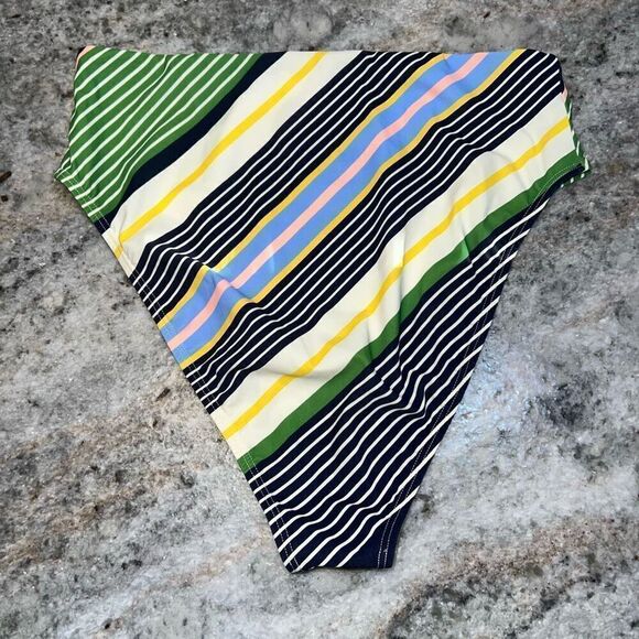 Tory Burch Field Day Multi Striped High Waist Bikini Bottom Women's Size Medium - Picture 7 of 9
